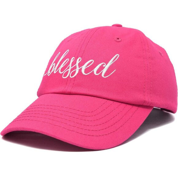 Women's Blessed Embroidered Pink Soft Cotton Classic Dad Baseball Hat Cap - Picture 4 of 6